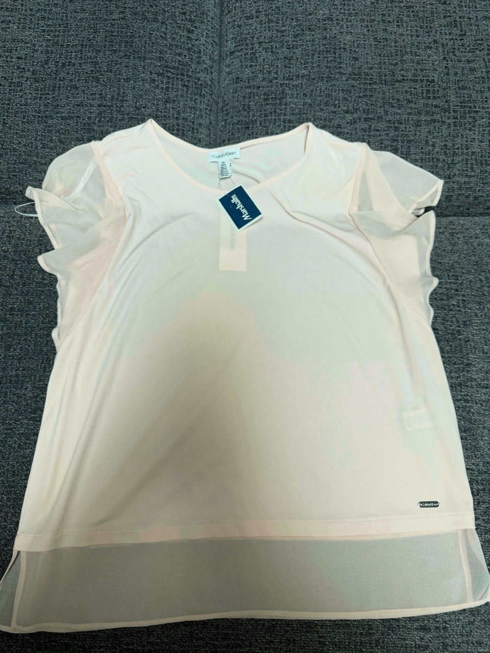 Calvin Klein Women's Light Pink Ruffle Sleeve Top